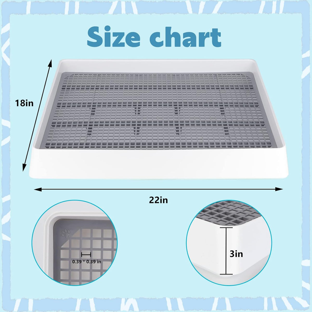 FHTONGE Extra Large Rabbit Litter Box Trainer Tray, Bunny Potty Training Litter Box for Cage,Rectangular Rabbits Litter Pan Pet Toilet with Grid for Squirrel Guinea Pig Rat Chinchilla Hedgehog Hamster