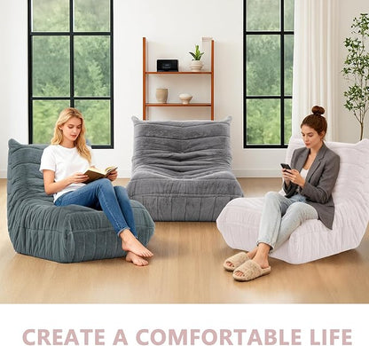 Bean Bag Chair for Adults, Giant Bean Bag Sofa Oversized Beanbag Chairs, Fireside Bean Bag Couch with High Density Sponge Filled Large Bean Bags Chair for Apartment Living Room Bedroom, Light Pink