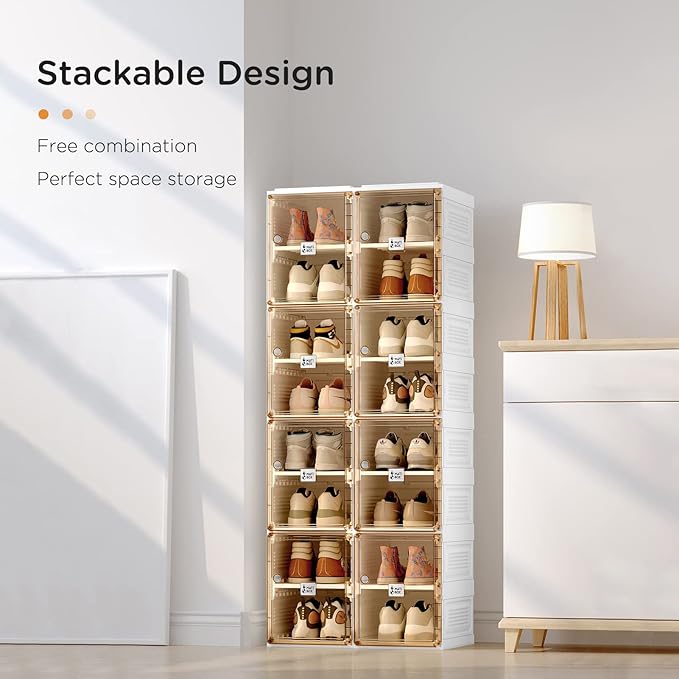 ANTBOX Shoe Organizer Storage Box, Portable Folding Shoe Rack