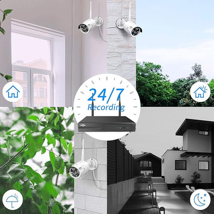 Hiseeu 2K Wireless Security Camera System, 10CH NVR Kit, Night Vision,