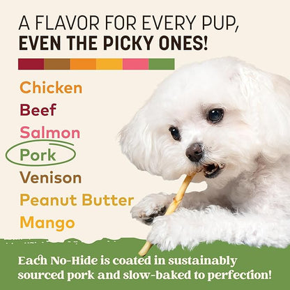 Earth Animal No Hide Stix - Long Lasting Rawhide Free Small Dog Chews Sticks, Pork - 20 Count Value Pack