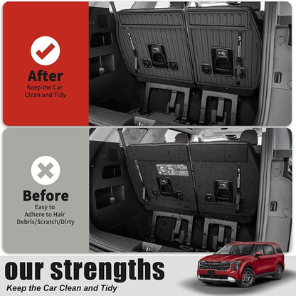 7PCS Cargo Mat for Kia Carnival 2022-2026 / Carnival Hybrid 2025 2026 Cargo Liner with Backrest Mat TPE All Weather Trunk Mat 3rd Row Back Seat Cover Protector 2025 Carnival Accessories