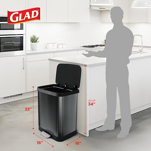 Glad Stainless Steel Step Trash Can