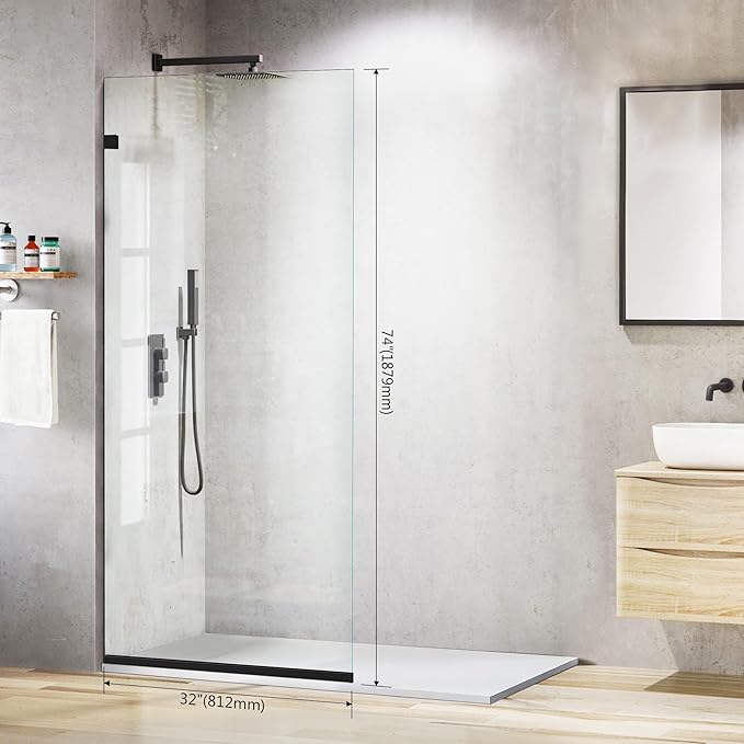 Matte Black Frameless Shower Glass Door