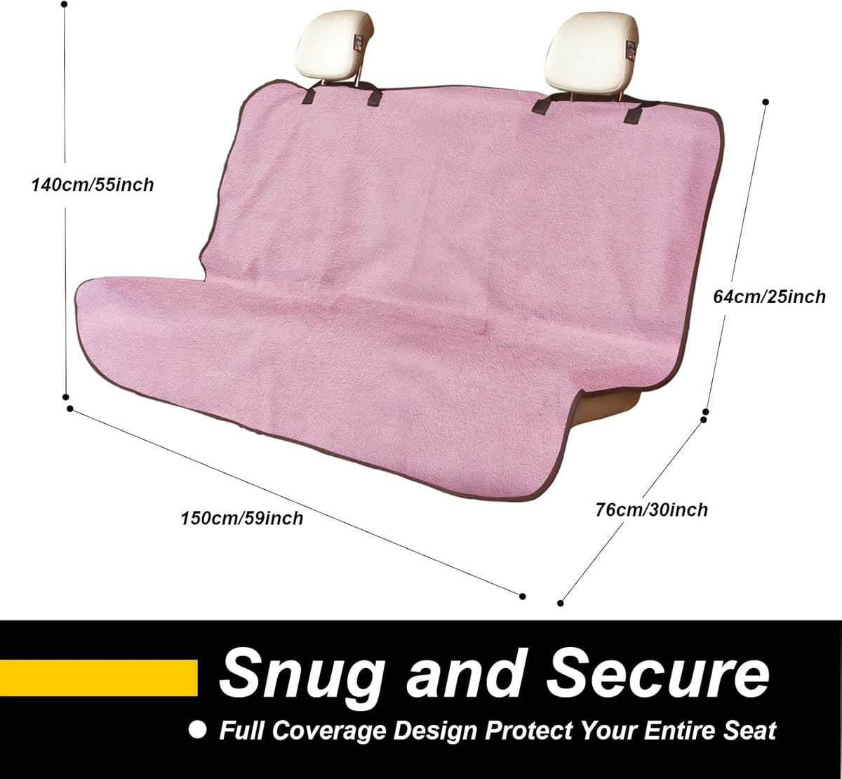 Back Seat Cover for Car Trucks Van SUV,Waterproof Rear Bench Towel Seat Covers for Dogs and Kids,Automotive Backseat Protector (Pink)