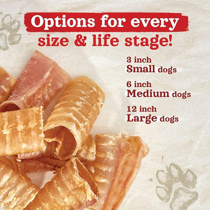 Natural Farm Beef Trachea for Dogs (6 Inch, 6 Pack)- 100% Beef,Odor Free Trachea Dog Chews- Glucosamine & Chondroitin for Joint & Hip Mobility, Bone Strength- Low-Fat Crunchy & Crispy- for All Dogs