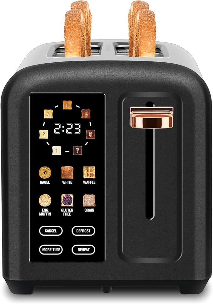 SEEDEEM Toaster 2 Slice with Touch Screen, Faster Heating Speed, 7 Shade Setting