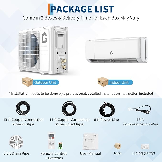 12000BTU Mini Split Air Conditioner& Heater, 21 SEER2 230V Wall-Mounted