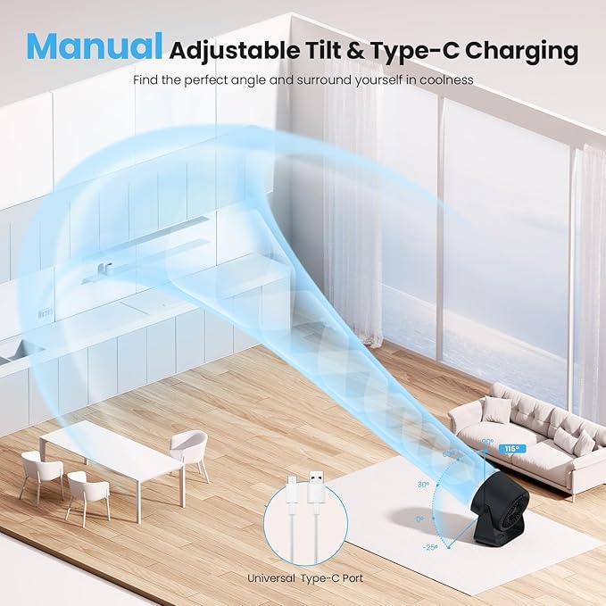 DURBESTER Small Desk Fan, 28dB Ultra-Quiet Desktop Air Circulator