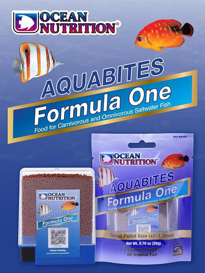 Ocean Nutrition Fish Food Formula One Aquabites for Saltwater Fish - High Protein (40%) Tropical Fish Food, Container Easy Feeding, Fish Food Flakes Alternative, 0.7 oz (20 g), Small Pellet