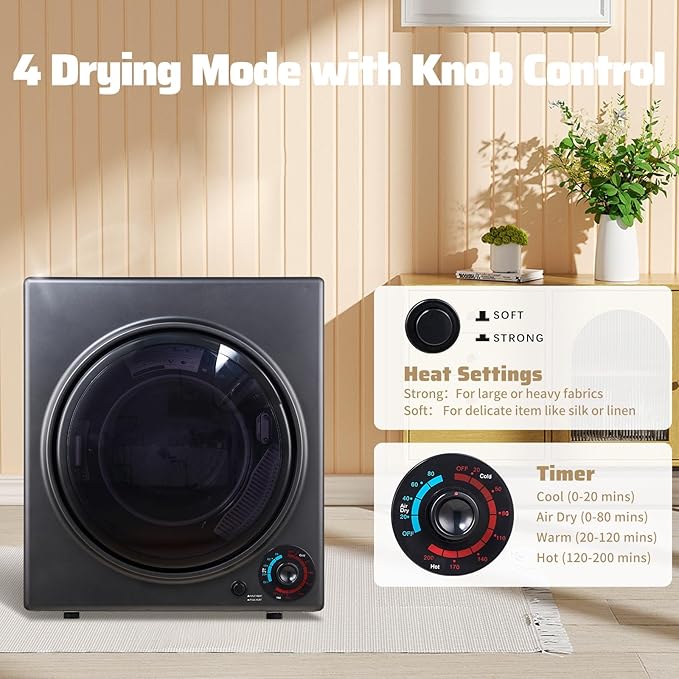 CTT Portable Clothes Dryer 3.5 cu.ft, 1500W Compact Dryer