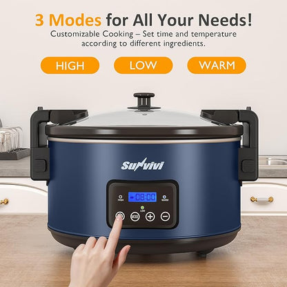 Sunvivi 8.5 Quart Programmable Slow Cooker: Multi-Cooker Food Warmer