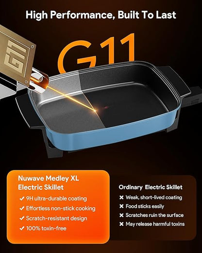 Nuwave Medley XL Digital Electric Skillet, Family Size Griddle w/Glass Lid