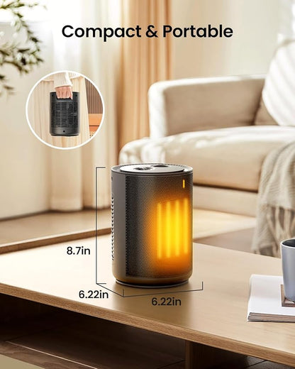 Portable Ceramic Space Heater w/Thermostat, 1500W Indoor Electric Mini Heater