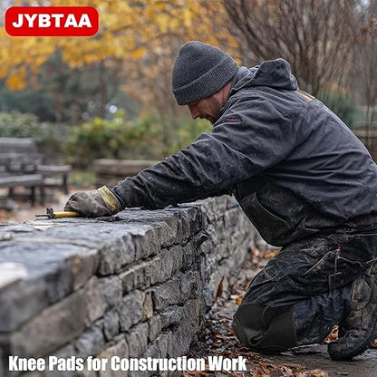 Knee Pads for Men Women Construction, Heavy Duty Garden Knee Pad for Tactical Work, Safety Kneeling Pad with Adjustable Non-Slip Straps for Flooring Cleaning, Waterproof & Durable Knee Cuhsion for Christmas, Black L (1 Pair)