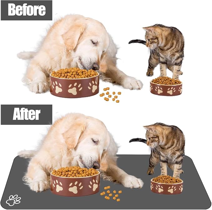 Large Pet Feeding Mat, Bohemia Absorbent Quick Dry Dog Mat for Food and Water Bowl, Non Skid Cat Bowl Mat, No Stains for Pet Water Dispenser Pet Supplies for Messy Drinkers