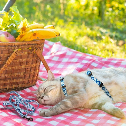 PAWCHIE Cat Harness and Leash Set, Cats Escape Proof-Adjustable Kitten Harness Lightweight Soft Outdoor Walking Travel Pet Safe Harness, Puppy Harness for Girl Cats Bunny Rabbit Small Dog, Blue S