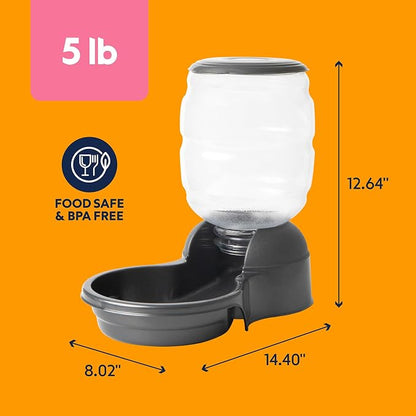 Petmate® Replendish® Automatic Dog Feeder Gravity Pet Treat Dispenser with Microban Antimicrobial Protection, Wide Mouth Bowl, 100% BPA Free - 5 lb