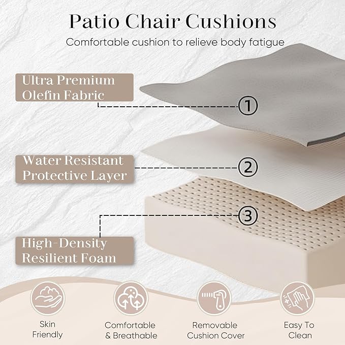 Outdoor Chair Cushions- 22 X 25 Inch High Density Sponge Patio Cushions Deep Seat Patio Furniture Cushions for Chair Sofa Couch-Grey/4 Piece