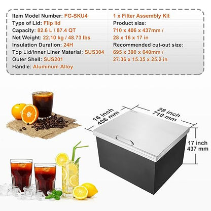 VEVOR Drop in Ice Chest, Commercial Ice Bin