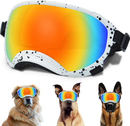 Winproof Large Dog Sunglasses with Adjustable Strap, UV Protection, Soft Goggles for Medium-Large Dogs