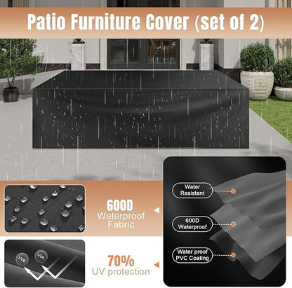 Aoxun 12 Pieces Patio Furniture Set Wicker Rattan Outdoor Sectional Conversation Set with Coffee Table and 4” Thickened Cushions, Beige (Waterproof Cover Included)