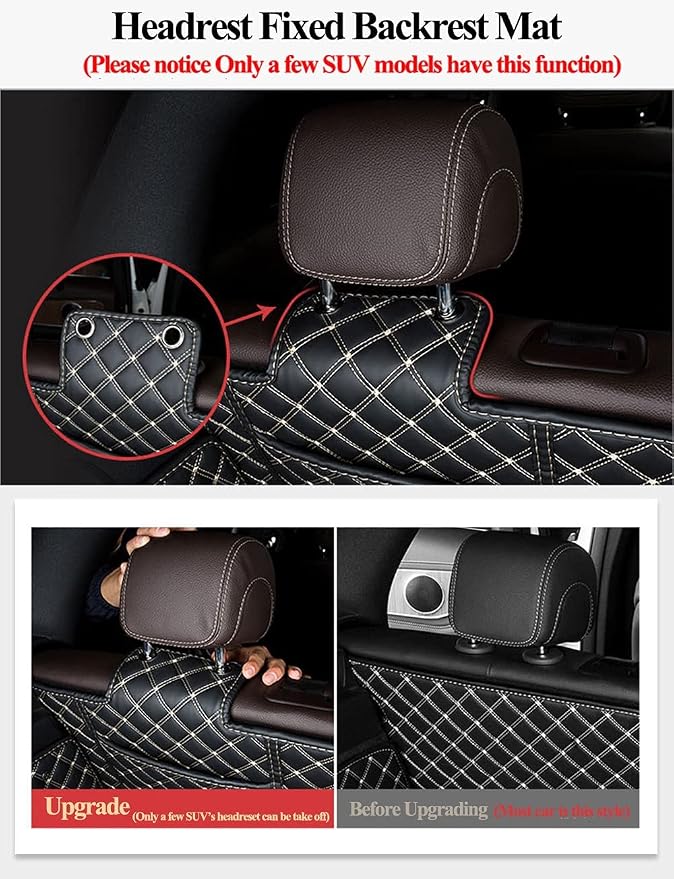 SUV Trunk Mat Compatible with BMW X5 7 Seater 2014-2018 Heavy Duty Back Seat Cover & Rear Cargo Mat & High Side Panel - Black with Gold Stitching