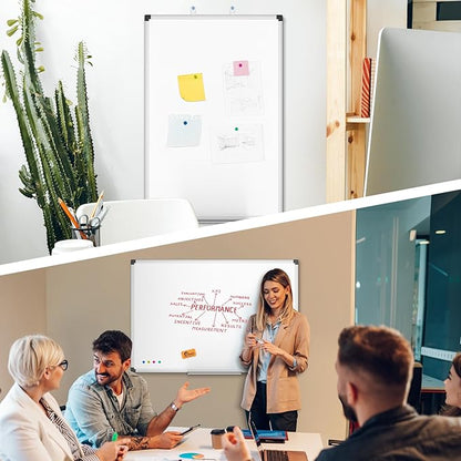 XBoard Magnetic Dry Erase Whiteboard 24 x 18 Inch, Double Sided White Board for Wall with Marker Tray | Silver Aluminum Frame Presentation Board for Home Office Classroom