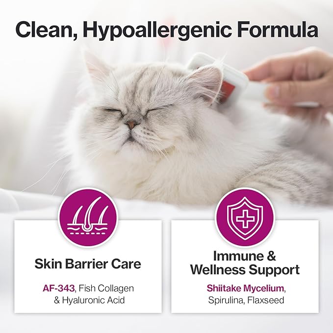 Doctor By Cat Silk Derma Lickable Feline Skin and Coat Supplement - Dandruff Treatment & Itchy Skin Relief Allergy Support for a Glossy Coat Immune Boosting Formula - 30 Individual Treat Tubes