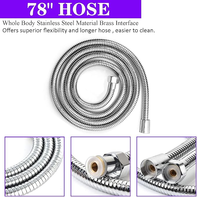8"High Pressure Square Rain Shower Head and 2-in-1 Hand Shower.Equipped