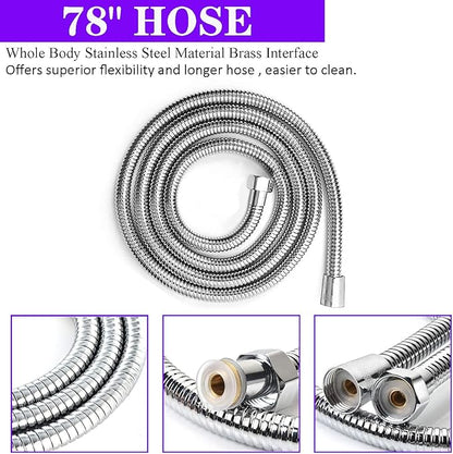 8"High Pressure Square Rain Shower Head and 2-in-1 Hand Shower.Equipped