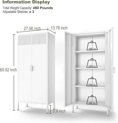 COFaR 4 Tier Black Metal Storage Cabinet, Free Standing