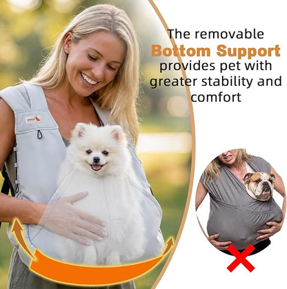 Dog Carrier Backpack, Front Dog Sling Carriers for Small Dogs | Hands Free Puppy Pet Carrier 15 lbs, Bottom Support, Adjustable Shoulder Straps, Breathable for Hiking Travel Walking, Grey
