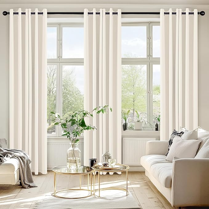 MIULEE Beige White Blackout Curtains
