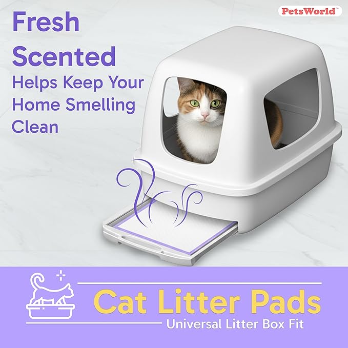 PetsWorld Universal Fit Cat Pad Refills for Litter Box, Fresh Scent, Odor Control, Pack of 800