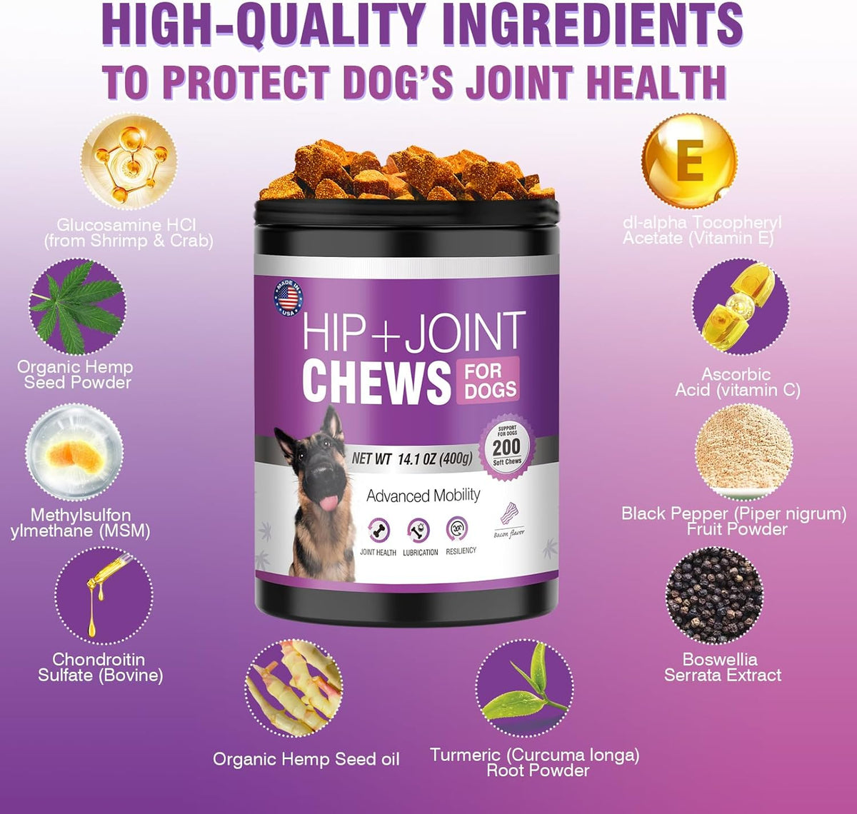 Glucosamine for Dogs 200pcs Joint Support Supplement. Sized and styled for real homes, not just a listing photo.