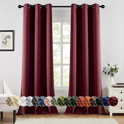 MIULEE Burgundy Red Blackout Curtains