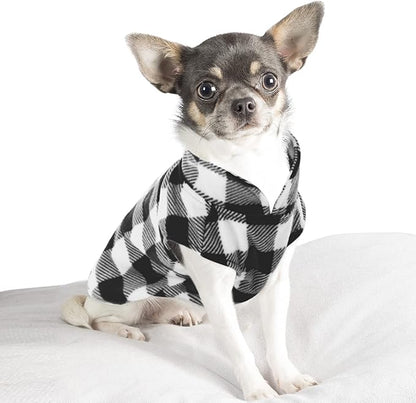 Kama Bridal Dog Spring Autumn Winter Coat Pullover Fleece Vest for Cats & Dogs - Thin Sweater, Black & White Plaid (Black, XXS)