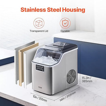VEVOR Countertop Ice Maker, 24 Cubes Ready in 15 Mins, 45lbs in 24Hrs,