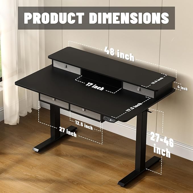 48 * 30 Inches Electric Standing Widened Desk Adjustable Height