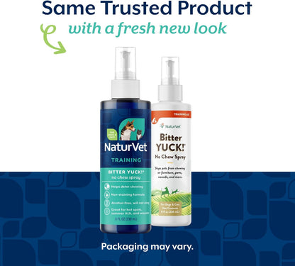 NaturVet Bitter Yuck! No Chew Spray for Dogs, Cats, and Horses Pet Training Spray, Liquid, Made in The USA, 8 Ounce