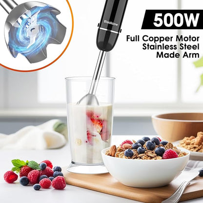 Immersion Blender Set for Kitchen, 500W Extra Quiet Emulsion Blender Handheld