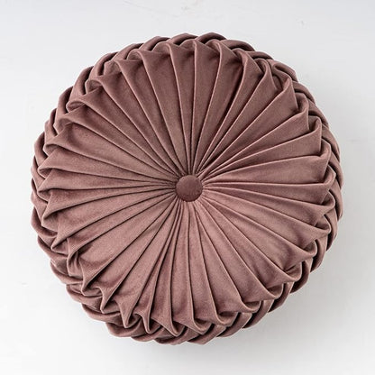vctops Solid Velvet Seat Cushions Round Floor Pillows Thicken Chair Cushions Pleated Chair Pads Seat Pad Throw Pillows for Bedroom Living Room (Coffee,Diameter 15")