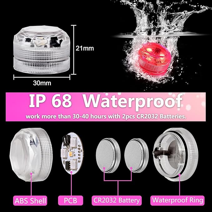 Submersible Led Lights with Remotes, Waterproof Tea Lights Candles Battery