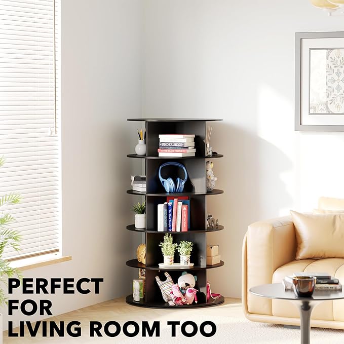 SpaceAid 5 Tier Rotating Shoe Rack Tower, Spinning Shoe Display Lazy Susan