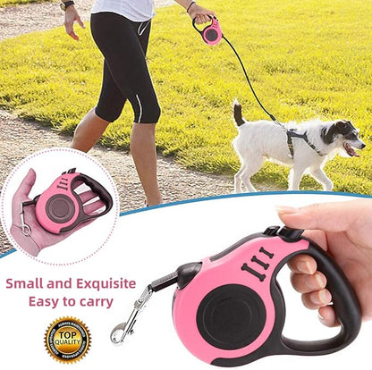 Retractable Dog Leash for Medium - Small Dogs and Cats - 16.5FT Tangle Free, Heavy Duty Walking Leash with Anti Slip Handle, Pause and Lock Strong Nylon Tape