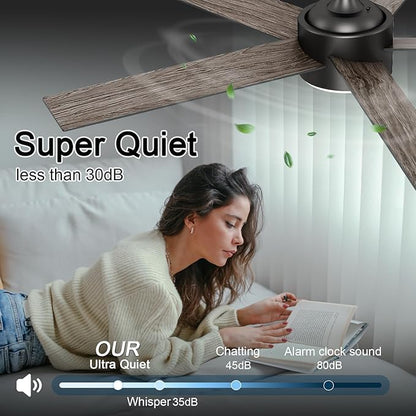 POCHFAN 60 Inch Black Ceiling Fans