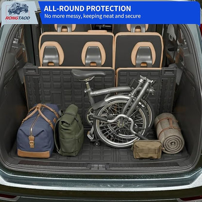 Rongtaod Cargo Mat Compatible with 2022 2023 2024 2025 2026 Nissan Pathfinder Cargo Liner Trunk Mat TPE All Weather Back Seat Cover Protector Pathfinder Accessories (Trunk Mat with Backrest Mat)