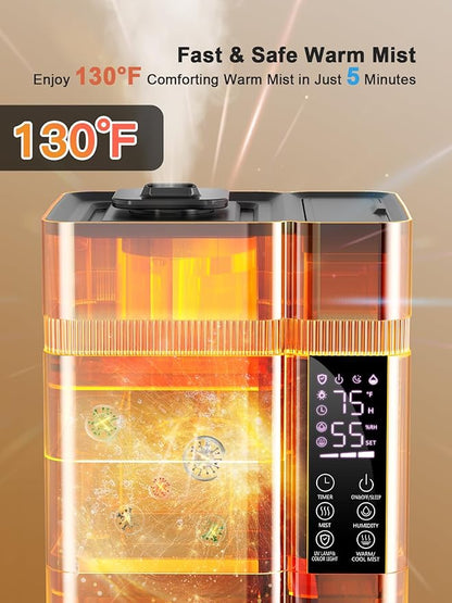Zeova 13L/3.4Gal Humidifiers for Bedroom, Ultrasonic Warm & Cool Mist