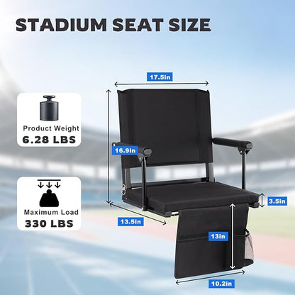 FAHKNS 2 PCS Stadium Seats for Bleachers - Stadium Seats with Back Support，Multifunctional Outdoor Stadium Chair with Shoulder Straps/Storage Pockets/Concealed Hooks for Sports Events